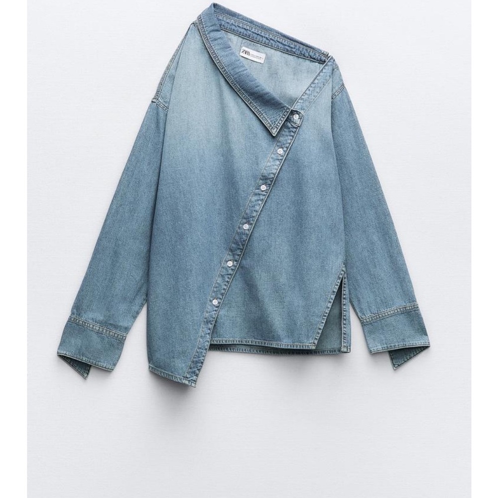 Zara TRF Asymmetric Denim Shirt